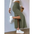 thumbnail image 4 of Women'S Bodycon Knitted Pencil Skirts Elastic Split High Waisted Midi Skirt Army Green 5XL, 4 of 8