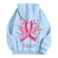 thumbnail image 6 of Oversized Sweatshirt for Women Pink Ribbon Print Cancer Awareness Hoodie Long Sleeve Fall Winter Pullover Tops (Blue, XL), 6 of 6