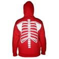 thumbnail image 2 of Men Full Face Mask Skeleton Skull Hoodie Halloween Costume White Red Bones Medium, 2 of 3