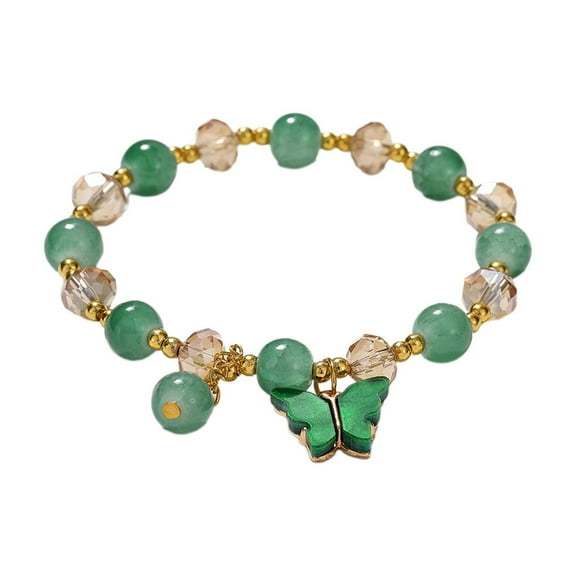 SUSHANG Butterfly Bracelet 2024 New Imitation Jade Butterfly Glass Bracelet Children'S Bead Bracelet