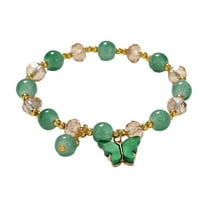 CILENON Blessing Good Luck Jade Crystal Lucky Bracelets for Women Chinese Style Good Lucky Key Jade Dainty Beads Bracelets Christmas Ideas for Women Men(Green,One Size)