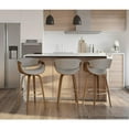 thumbnail image 6 of Curvini 30" Mid-Century Modern Fixed Height Barstool With Swivel In Walnut Wood And Grey Fabric - Set Of 2, 6 of 13