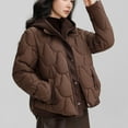 thumbnail image 3 of Wancir Women's Thicken Warm Hooded Short Cotton Jacket solid Color Casual Parkas Coats, 3 of 3