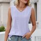 thumbnail image 5 of Camiseta sin mangas de verano para mujer, camiseta informal holgada sin mangas con cuello en V y ojales, camiseta sin mangas para mujer, 5 of 6