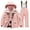 Pink, variant on Kids 2 Piece Snowsuit Set Girl Winter Hooded Puffer Jacket & Sno𝗐 Bib Pants Boy Ski Suits Multi Pockets 3-14 Years