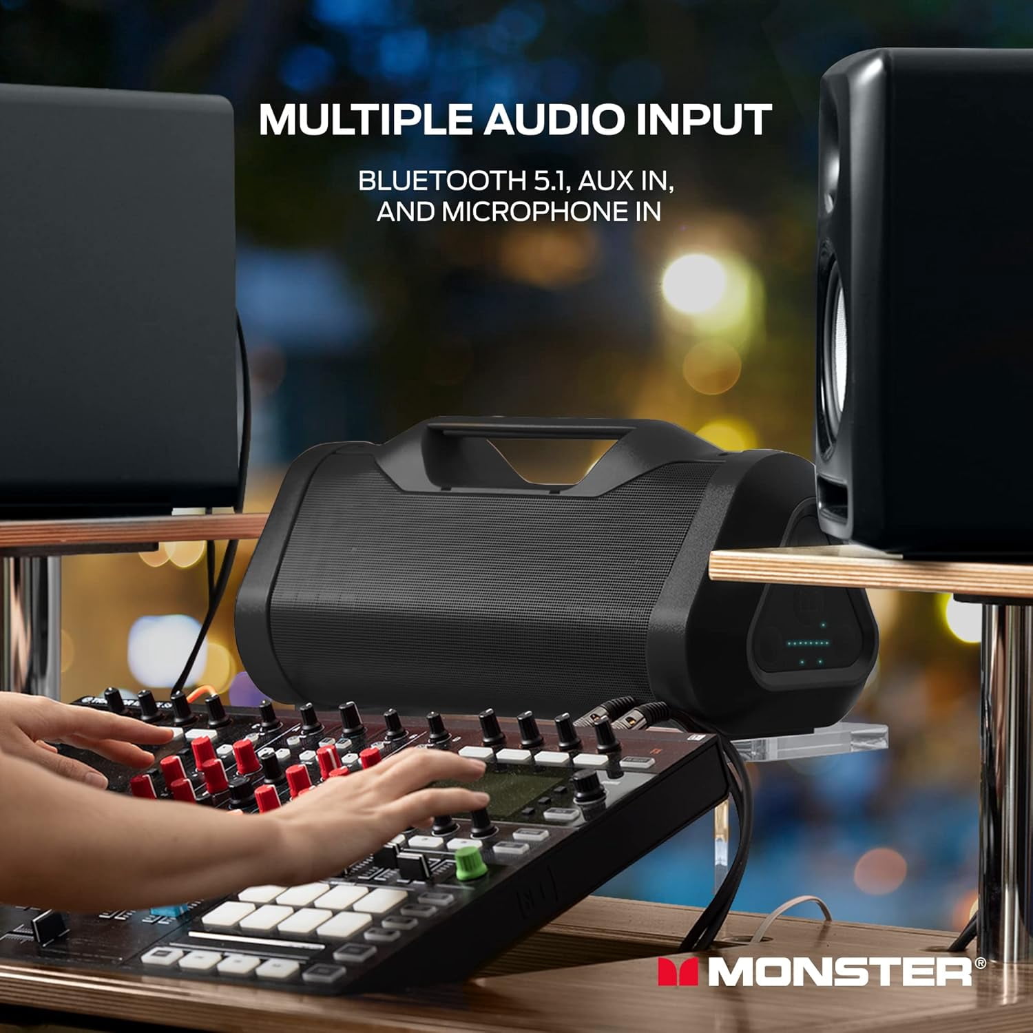 Monster Blaster 3.0 Portable Speaker, 120W Wireless Bluetooth Speaker, IPX5 Rechargeable Waterproof, Charge Out & Aux Input