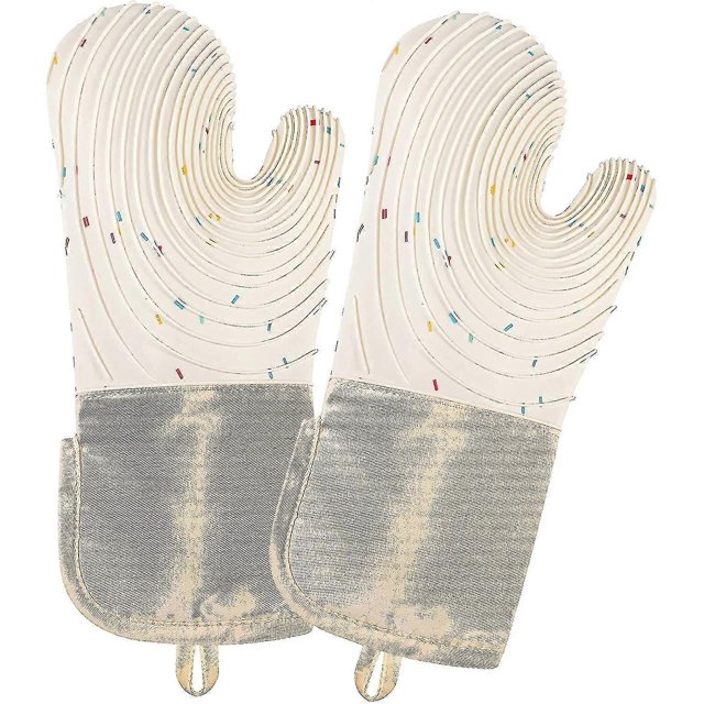Silicone Oven Gloves, Extra Long Heat Resistant Silicone Oven Mitts, Non-slip