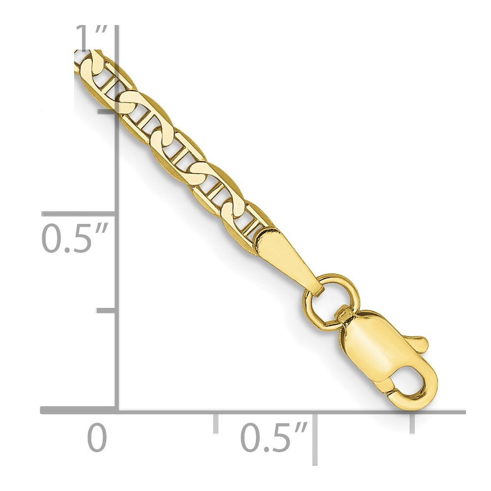 Primal Gold 10 Karat Yellow Gold 2.4mm Flat Anchor Chain Bracelet