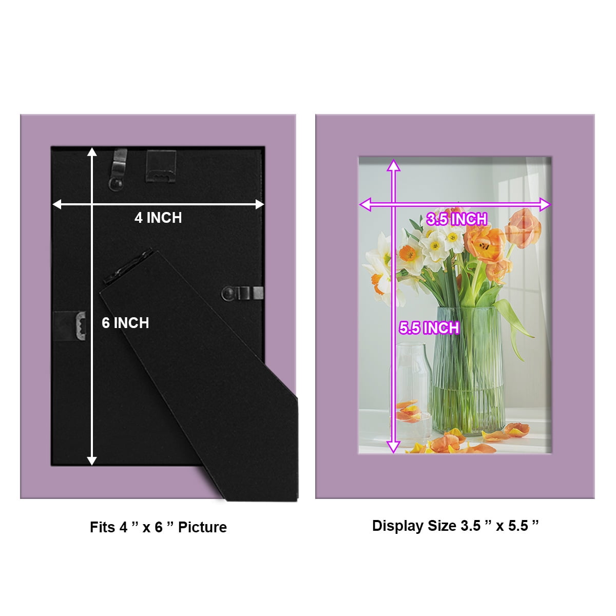 Modern 4 in. x 6 in. Violet Picture Frame (Set of 4)