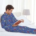 thumbnail image 6 of Naloa New-York City Men’s Pajamas Set - Long Sleeve Button Down Sleep Shirt and Pajama Bottoms Sleepwear Set-, 6 of 7