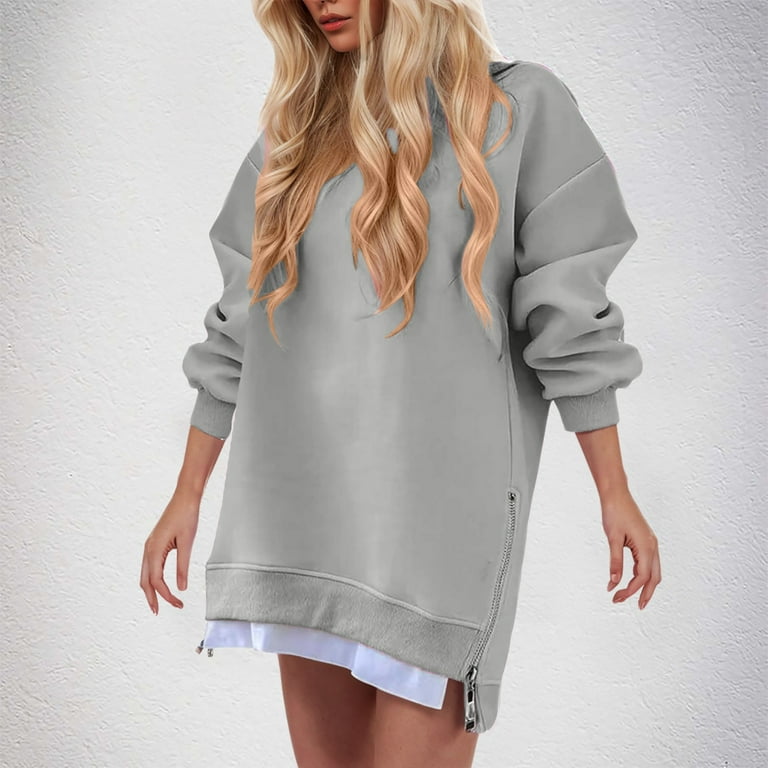 grey sweatshirt dress Grey Zipper Sweatshirt Dress – BLANK main image 0
