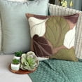 thumbnail image 4 of Brown Shams, Multicolor Leaf Applique Tropical Theme Pillow Shams, 24x24 inch (60x60 cm) Pillow Sham, Square Faux Suede Pillow Shams Modern Floral, Modern - Leafy Collection, 4 of 10
