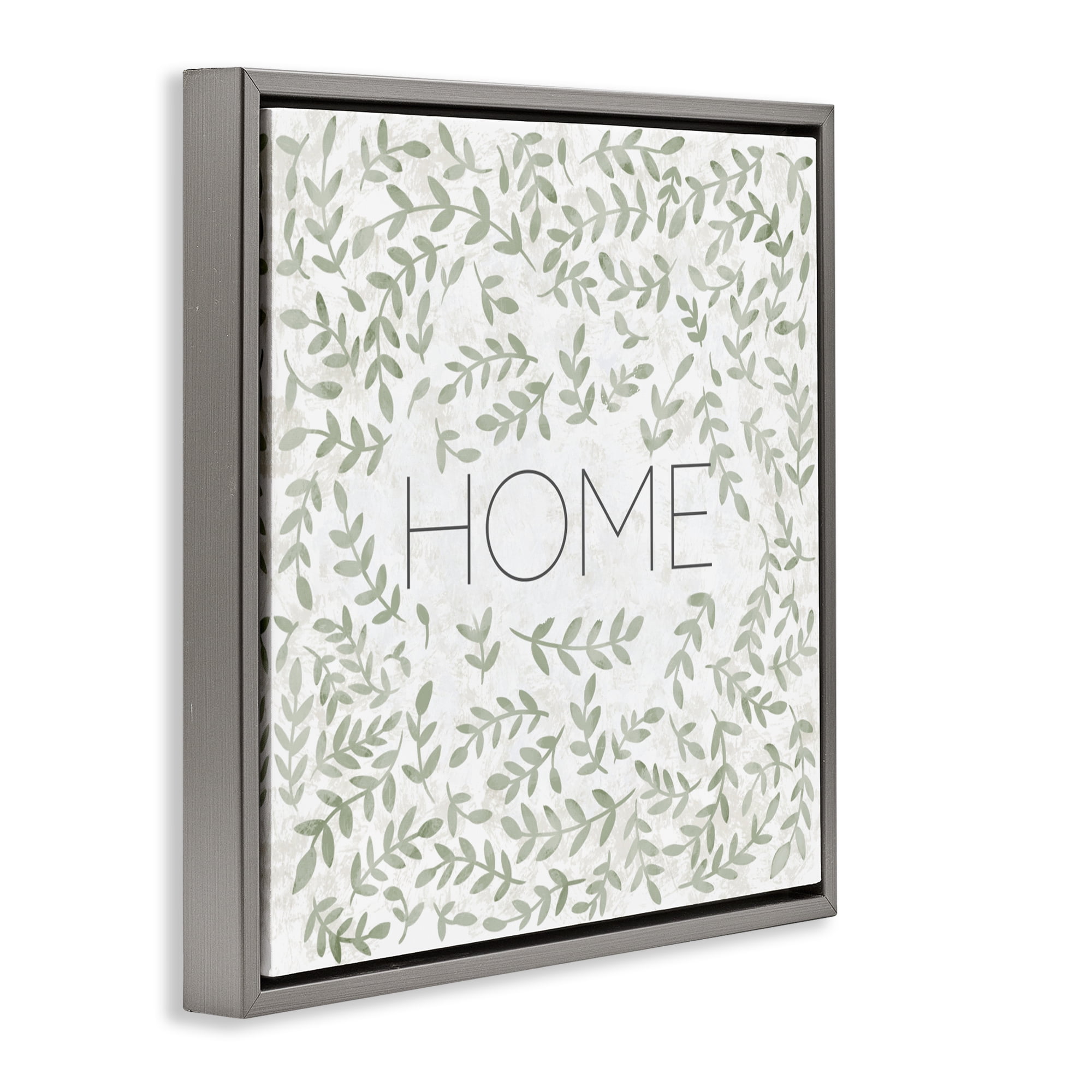 Stupell Industries Curved Ivy Sprigs Greenery Gray Framed Floater Canvas Wall Art, design by SD Graphics Studio