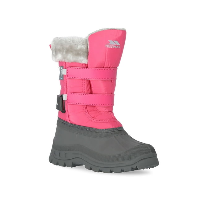 Trespass Bottes d'Hiver pour Filles Imperméables Isolées Chaussures Grises avec Fourrure Stroma II