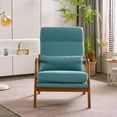 thumbnail image 4 of Accent Chair, Modern Linen Fabric Upholstered Armchair with High Back and Pillow, Comfy Single Sofa Chair with Padded Cushion and Solid Wood Legs Reading Chair for Living Room Office, Teal, 4 of 7