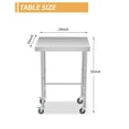 thumbnail image 6 of Stainless Steel Table, 16"x24"x35" Utility Work Tables, Commercial Kitchen Prep Table with Locking Casters and Open Base Single Tier, for Restaurant, Garage, Workshop, Silver, 6 of 7