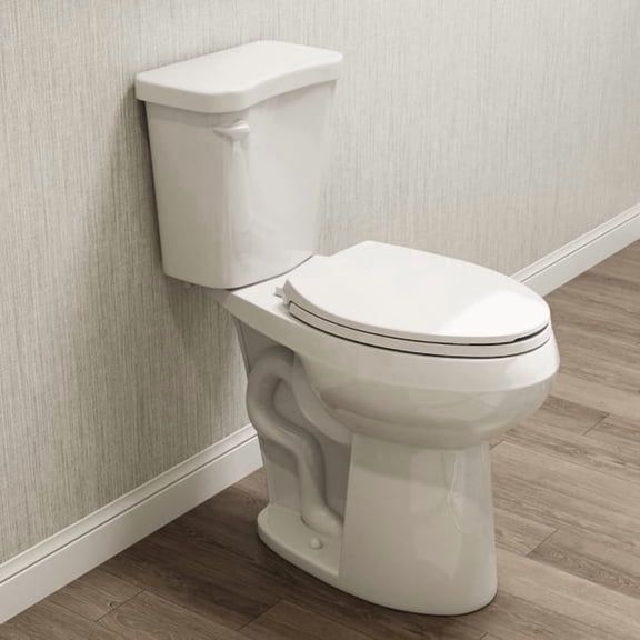 HOROW Porcelain Two-Piece Elongated Toilet, 12" Rough-In, Push Button Flush, Soft Close Seat, 1.28 GPF