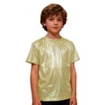thumbnail image 4 of Mercatoo Girls Shiny Metallic Shirts Jazz Hip Ho1 Dance Part1 Tops T-Shirts Kids Crewneck Spring Casual Loose Basic Tees Blouses, 4 of 6