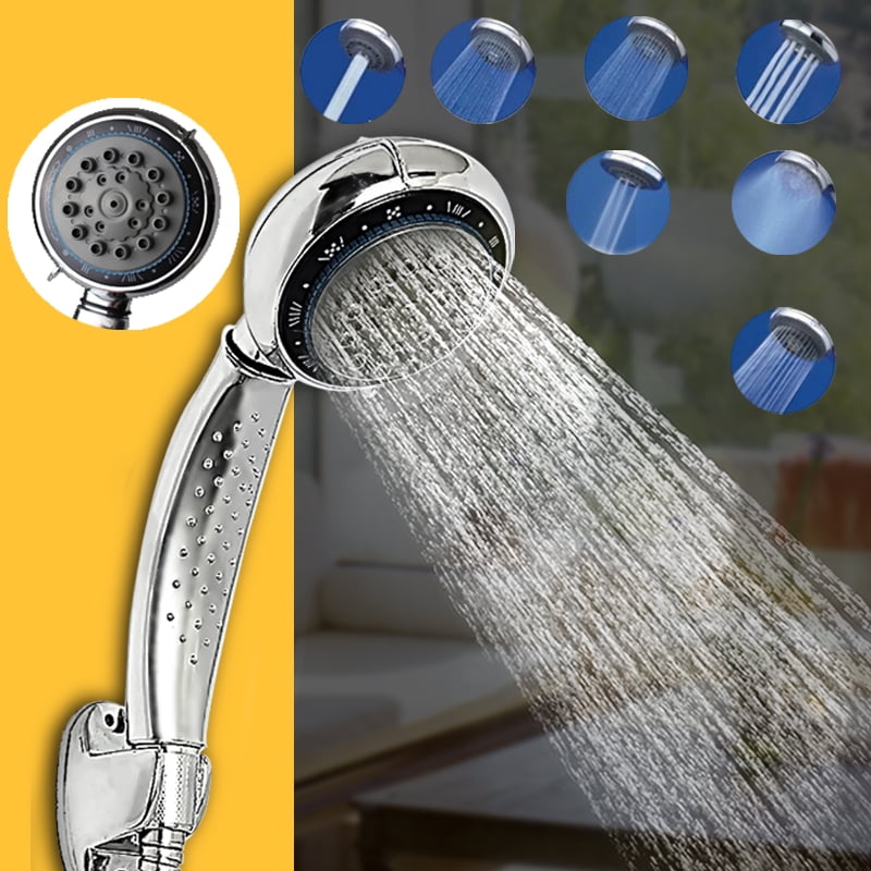 7 Mode Bathroom Chrome Water Saving Pressure HandHeld Fixed Shower Head