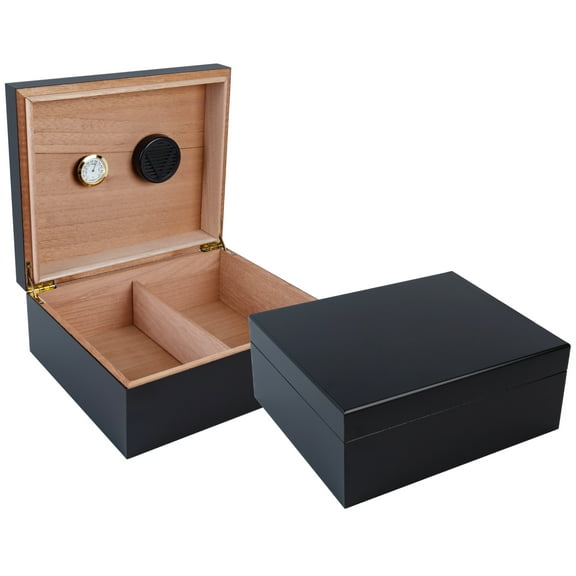 Chalet Desktop Cigar Humidor - Black Finish - Capacity: 25 to 50