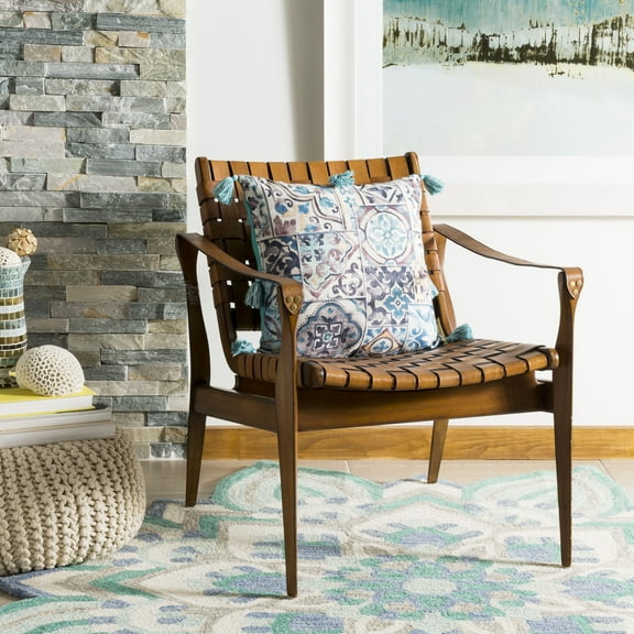 SAFAVIEH Branda Paisley 16" x 16" Plush Pillow with Fringe, Multi