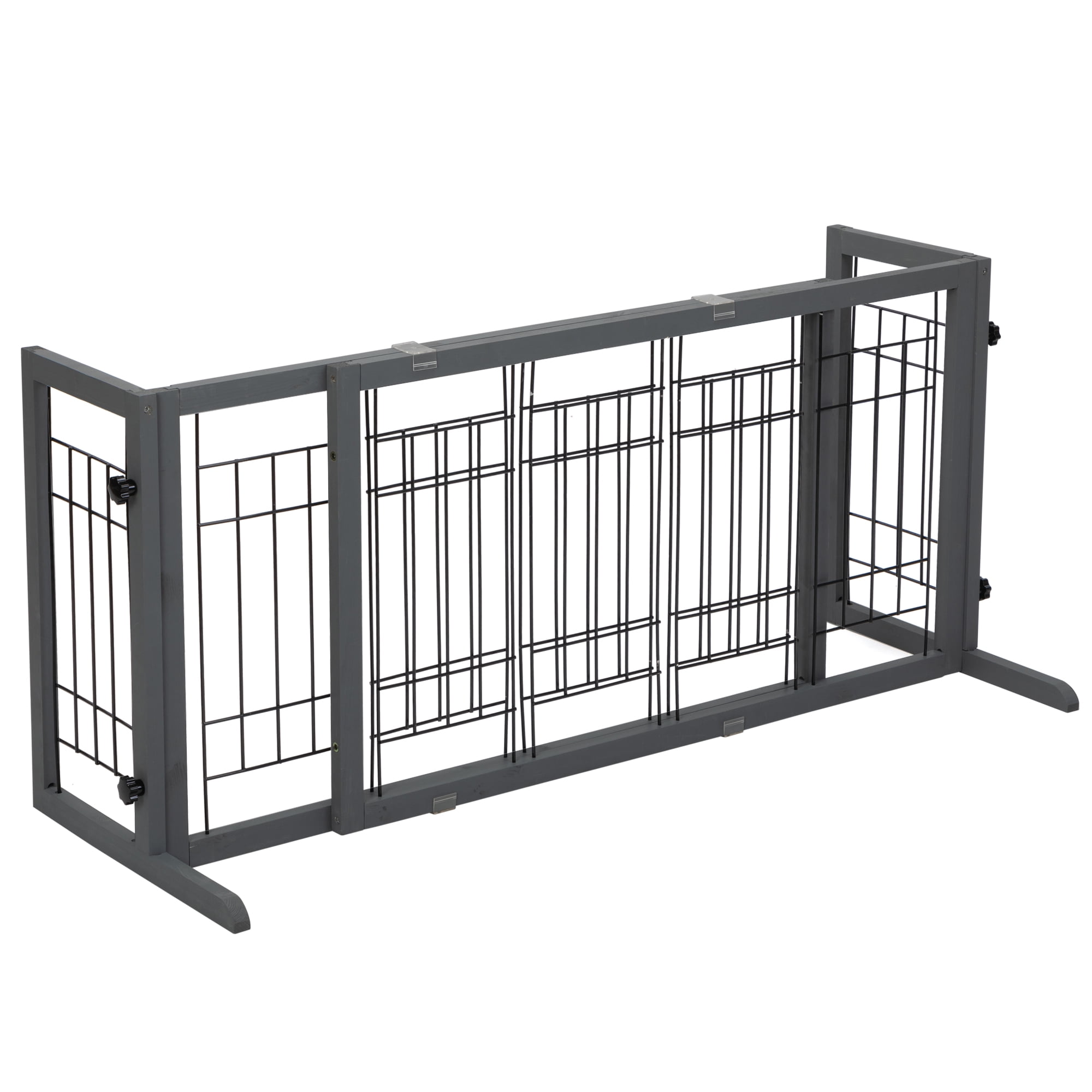 Pefilos Freestanding Dog Gate 38"-71" Adjustable, Wood Pet Gate for Indoor Dogs Fence for Doorways, Stairs, Gray Pefilos Freestanding Dog Gate 38"-71" Adjustable, Wood Pet Gate for Indoor Dogs Fence for Doorways, Stairs, Gray