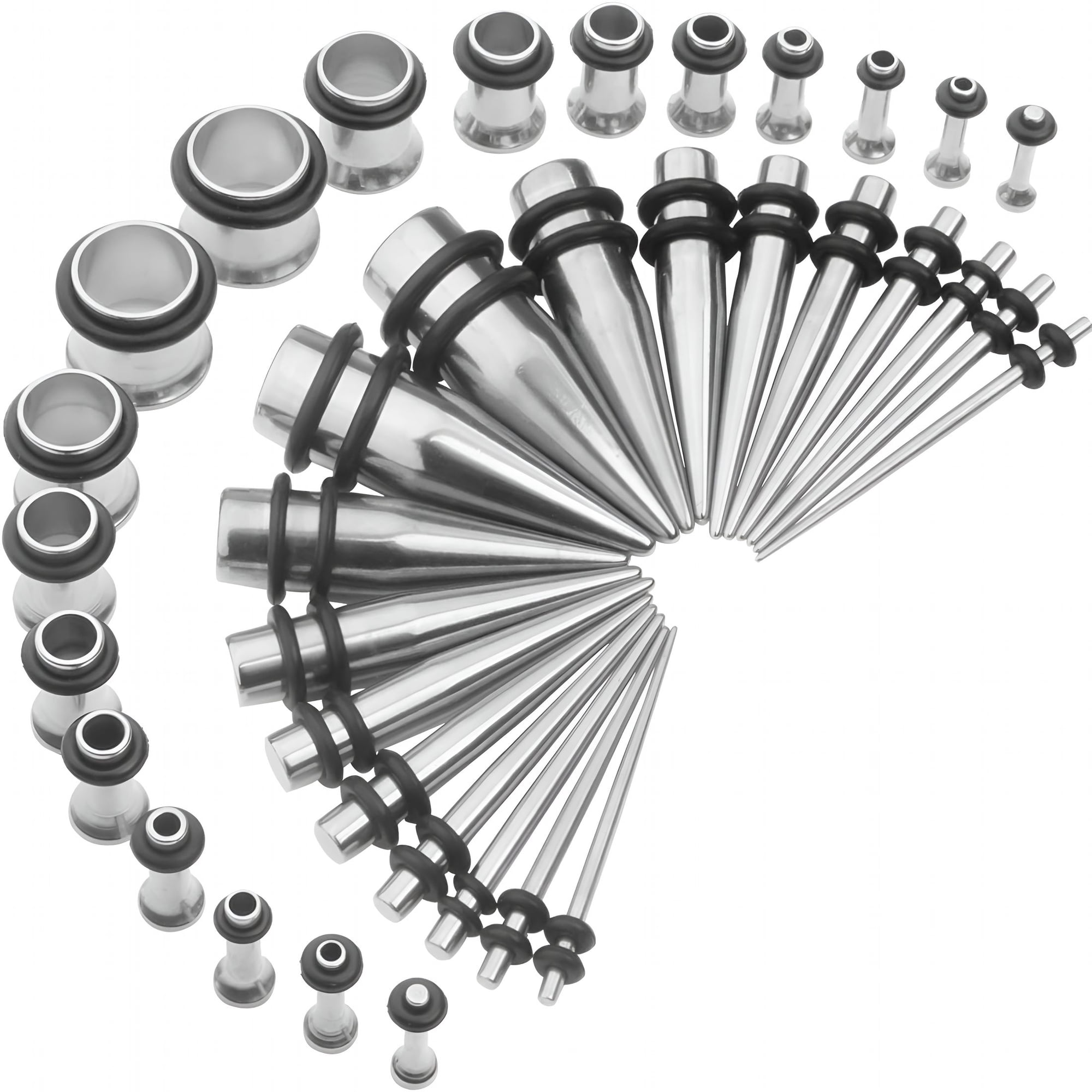 DESIGNICE 14G-00G 36Pcs Ear Gauges Stretching Kit Surgical Steel Tapers Tunnels Plugs Piercing Set Body Jewelry