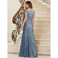 thumbnail image 2 of Vestido para madre del novio YXFDKZIB azul marino con lentejuelas y hombros descubiertos, 2 of 7