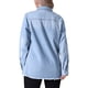thumbnail image 3 of Chaqueta de mezclilla de manga larga con botones y bolsillos para mujer, estilo oversized, con dobladillo deshilachado, 2XL, azul claro, 3 of 6