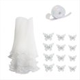 thumbnail image 1 of Kit de Papel de Regalo de Flores Blancas, de Encaje de Perlas de 4,37 Yardas para , Tul Ondulado con Cintas y Mariposas 3D, 1 of 8