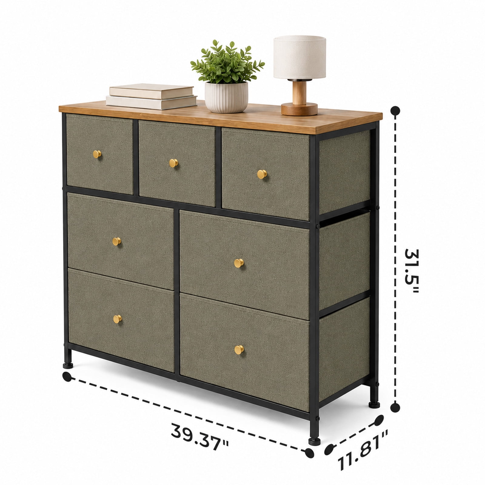 Alvantor 5/7 Drawer Fabric Dresser, Storage Tower for Bedroom and Closet, Chest of Drawers with Sturdy Steel Frame & Wooden Top for Living Room, Entryway