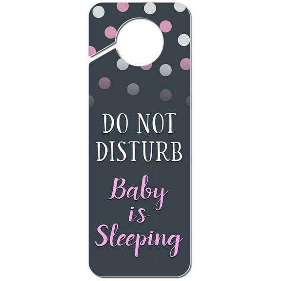 Do Not Disturb Baby is Sleeping Pink Plastic Door Knob Hanger Sign