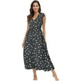 thumbnail image 3 of Vestido largo informal de verano con escote en V y tirantes finos y estampado floral para mujer, 3 of 6