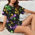 thumbnail image 6 of Bixox Women's Mardi Gras Carnival4 Printed Pajama Set 2 Piece Lounge Set Top and Shorts Soft Pajamas, Shorts with Pockets, 6 of 7