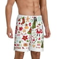 thumbnail image 3 of Rocae Snowflakes Santa Claus for Men's Soft Sleep Pajama Shorts, Waistband and Pockets, 3 of 9