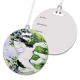 thumbnail image 1 of KuzmarK Luggage Travel Round Bag Tag -  Piebald Gypsy Cob with Lilacs and Violets Horse Art by Denise Every, 1 of 1