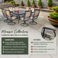 thumbnail image 4 of Hanover Monaco 9-Piece Rust-Free Aluminum Outdoor Patio Dining Set with 8 PVC Sling Swivel Rockers and Tempered Glass Square Dining Table, MONDN9PCSWSQG, 4 of 25