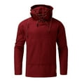 thumbnail image 4 of Men's Retro Stand Collar Hooded Sweatshirt Casual Loose Fit Business Style Mid Length Long Sleeve Solid Color Top, 4 of 7