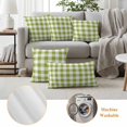 thumbnail image 6 of Green Plaid Outdoor Waterproof Pillow Covers, Gradient Geometric Buffalo White Checkered Decorative Square Throw Pillowcase Sofa Cushion Sham for Patio/Couch/Chair, 18"x18" 2 Pack, 6 of 8