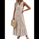 thumbnail image 1 of Vestido de Verano para Mujer, de Algodón, Estilo Bohemio, de , Sin Mangas, con Volantes Escalonados, Maxivestido . Albaricoque L, 1 of 5
