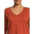 thumbnail image 5 of Terra & Sky Women's Plus Size Long Sleeve V-Neck T-Shirt, 2-Pack, 5 of 5