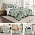 thumbnail image 6 of Quilts Twin Size Bedding Set, White Crane Lightweight Quilted Comforter, Japanese Chery Blossom Green Pine Needles Leaves Soft Bedspread Coverlet with Pillow Covers for All Season, 68" x 86", 6 of 9