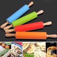 thumbnail image 2 of Yesbay Rolling Pin Wooden Handle Good Toughness Silicone Wooden Handle Rolling Pin for Kitchen,Red, 2 of 8