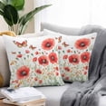 thumbnail image 3 of Outdoor Pillow Cover Red Flowers Butterflies Set of 2 Waterproof Throw Pillowcases Red Floral Leaves Decorative Patio Furniture Pillows for Couch Garden Indoor & Outdoor Use, 3 of 9