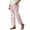 Light Pink, variant on Boho Beach Pants for Women Casual Floral Print Elastic Waist Wide Straight Leg Loose Linen Cropped Pants with Pockets