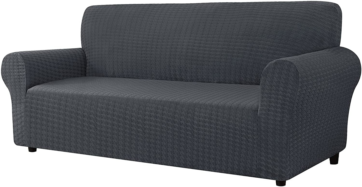 CHUN YI 1 Piece Stretch Houndstooth Sofa Slipcover Couch Cover (Dark
