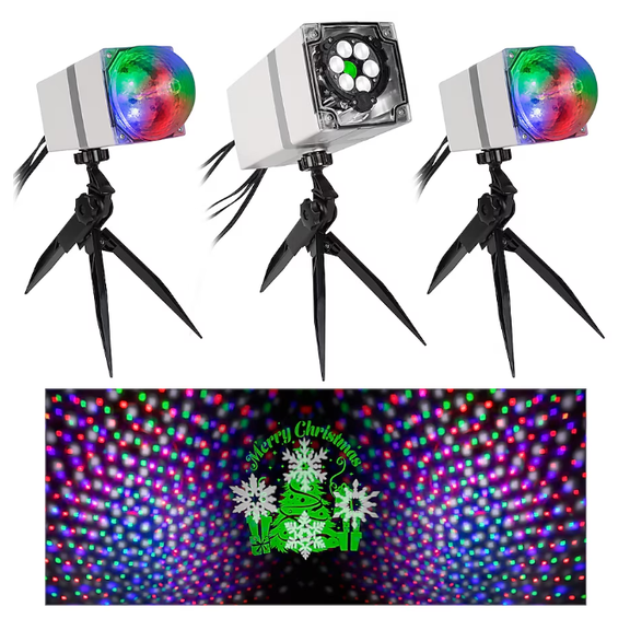 Gemmy Orchestra of Lights LED Projection Set w/ 3 Spotlights & Speaker Christmas