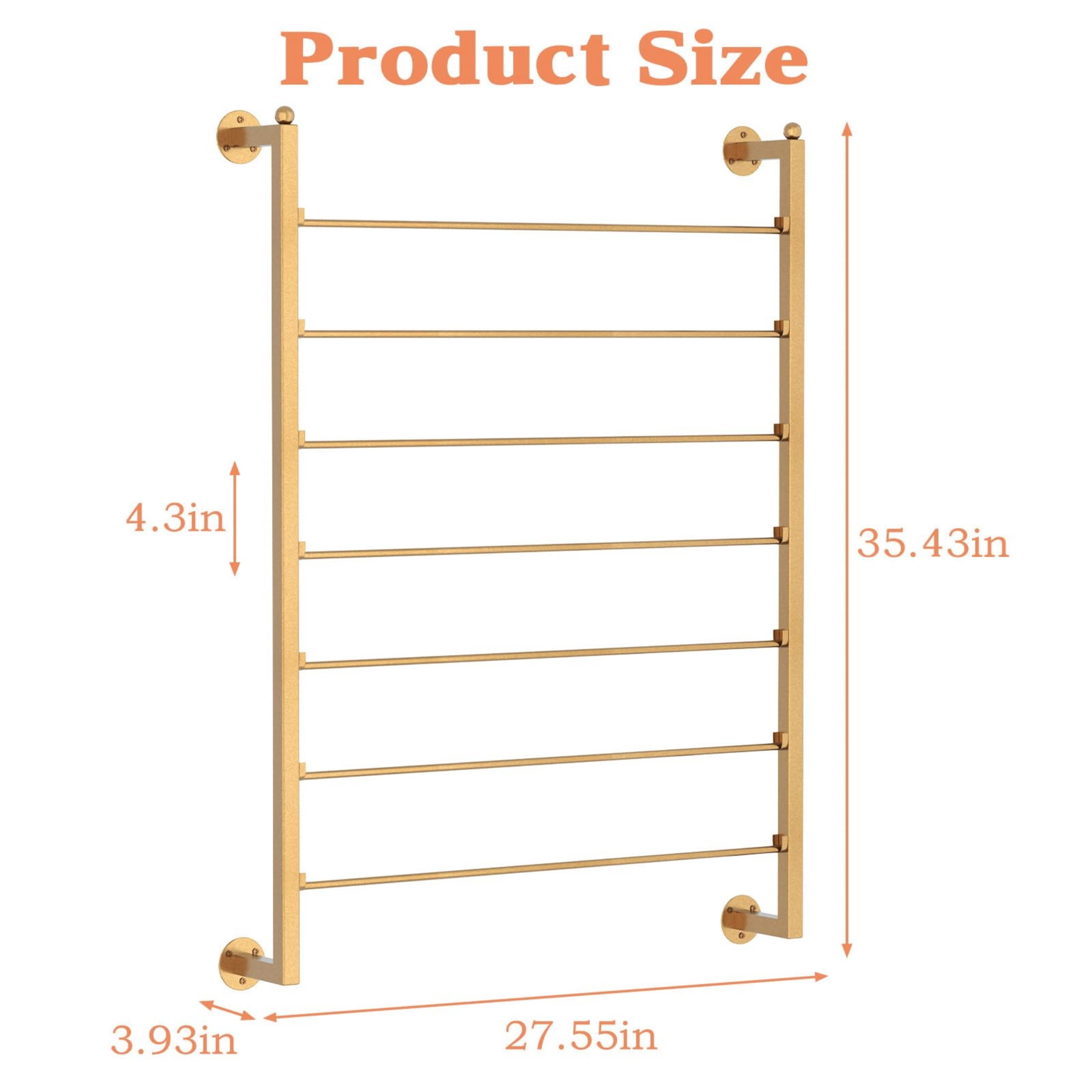 Gtouse 7 Tier Ribbon Holder Organizer, Metal Wall Mounted Ribbon Storage Rack, Gift Wrapping Paper Storage Organizer