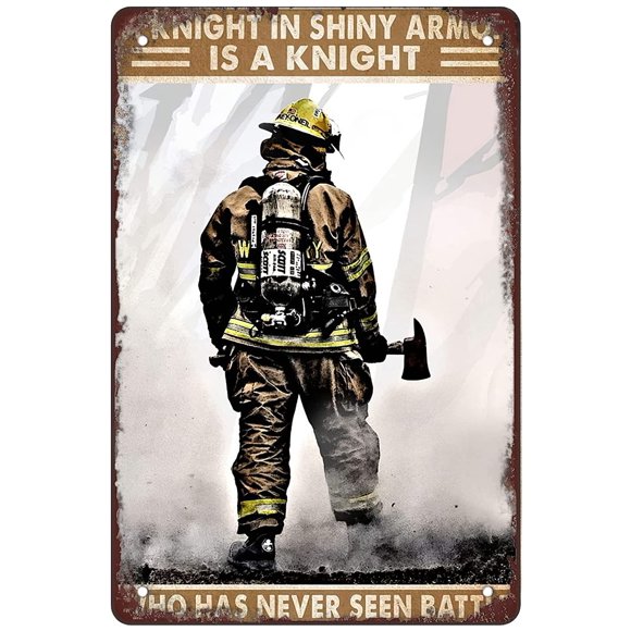 Retro Funny Metal Sign Sheet Signs Tin Sign,Firefighter , 16 x 12 Inches