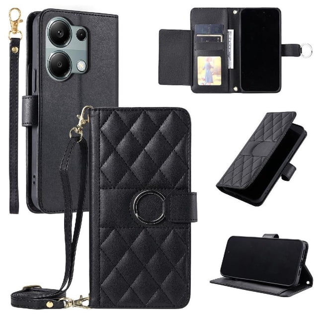 Funda tipo billetera GANGXUN para Xiaomi Redmi Note 13 Pro 4G – Tapa abatible con correa para mujer